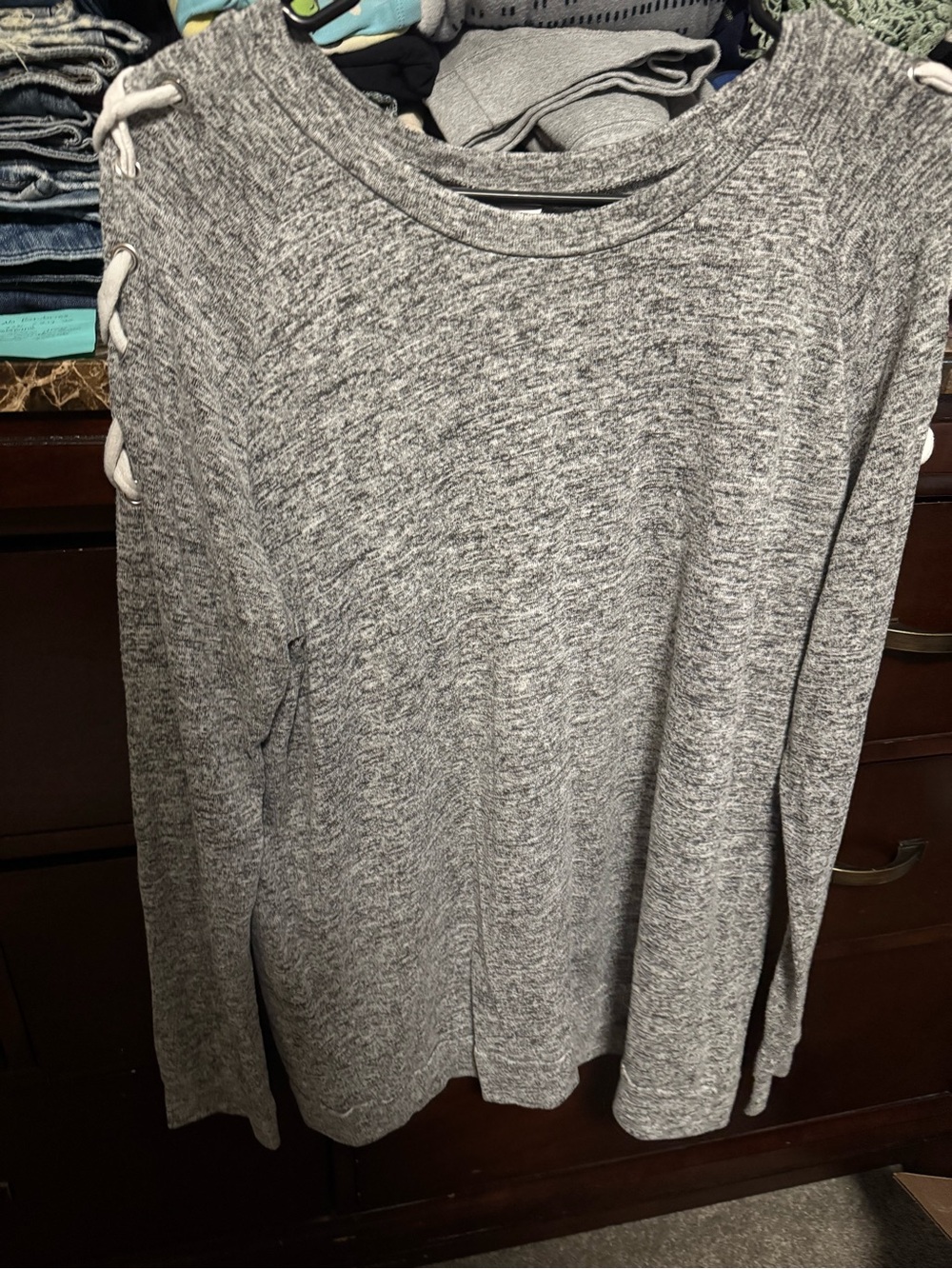 No Boundaries Heather Gray Knit Long Sleeve Top